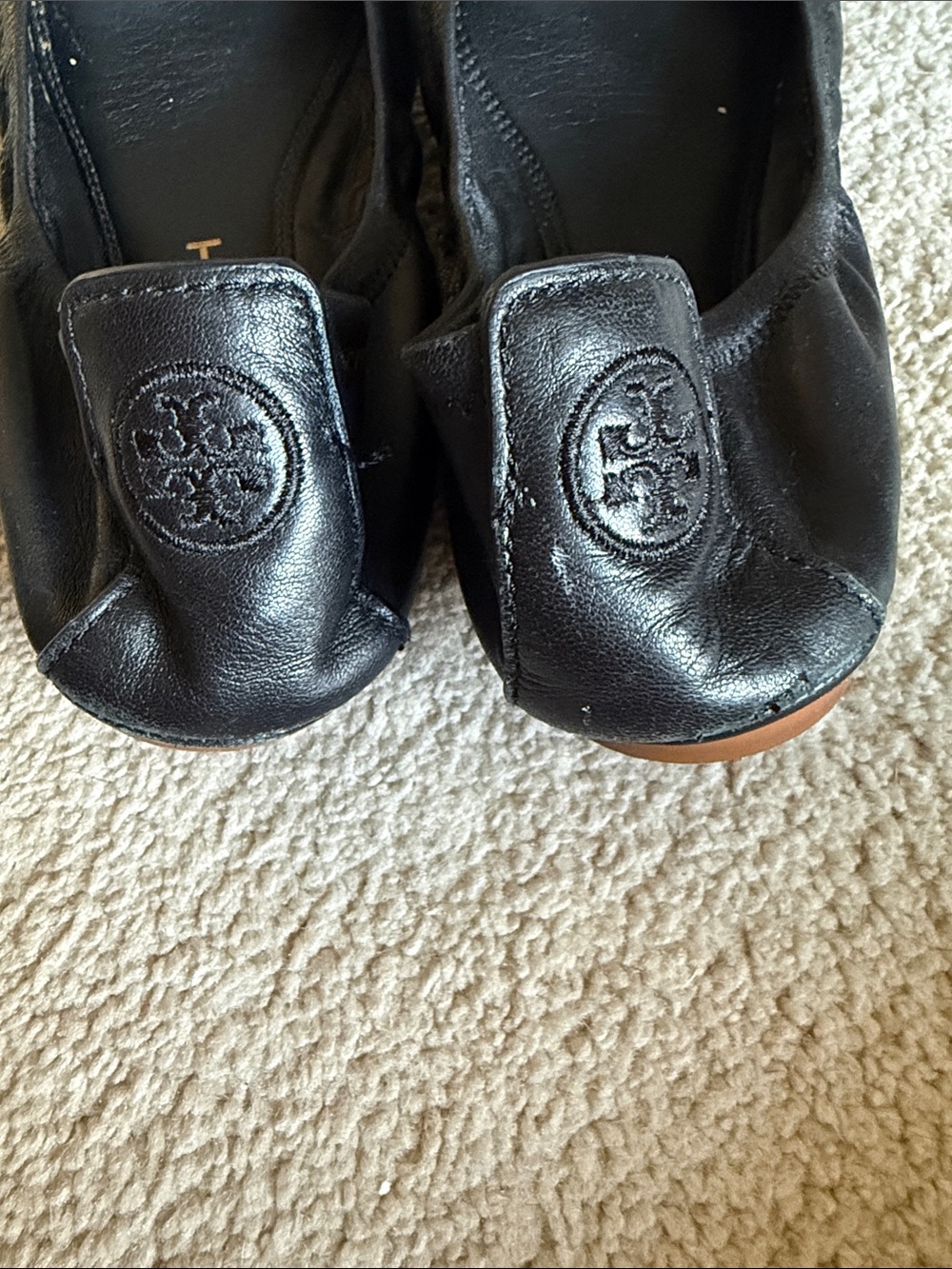 Tory Burch Black Leather Ballet Flats - Picture 2 of 5